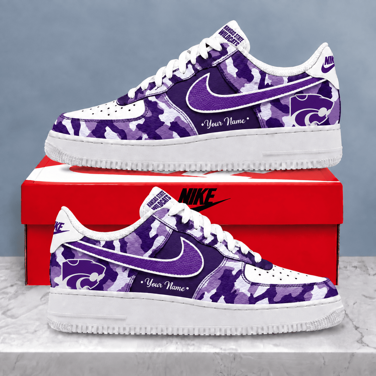 Kansas State Wildcats | Premium NCAA Personalized Camo AF1 Shoes