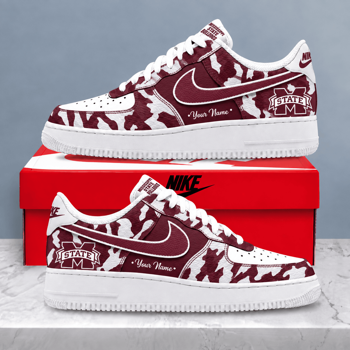 Mississippi State Bulldogs | Premium NCAA Personalized Camo AF1 Shoes