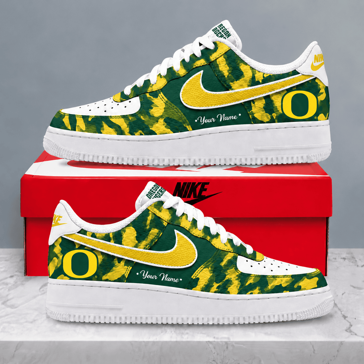 Oregon Ducks | Premium NCAA Personalized Camo AF1 Shoes