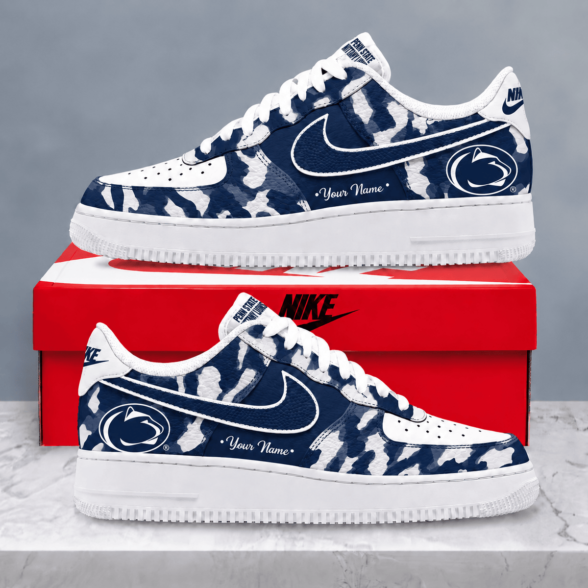 Penn State Nittany Lions | Premium NCAA Personalized Camo AF1 Shoes