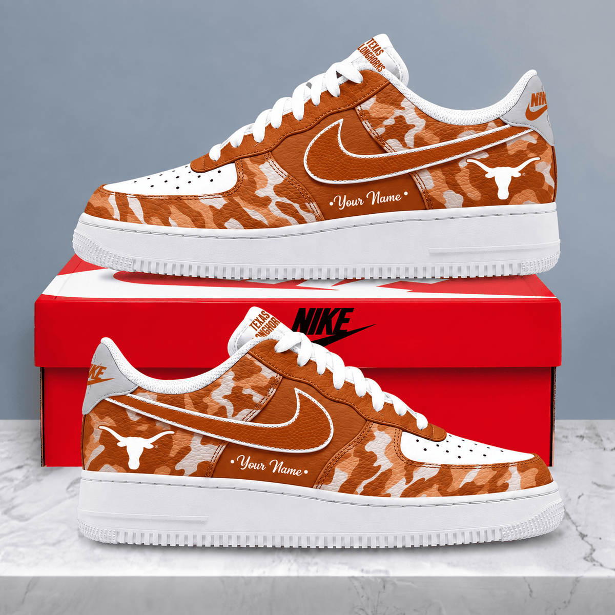 Texas Longhorns | Premium NCAA Personalized Camo AF1 Shoes