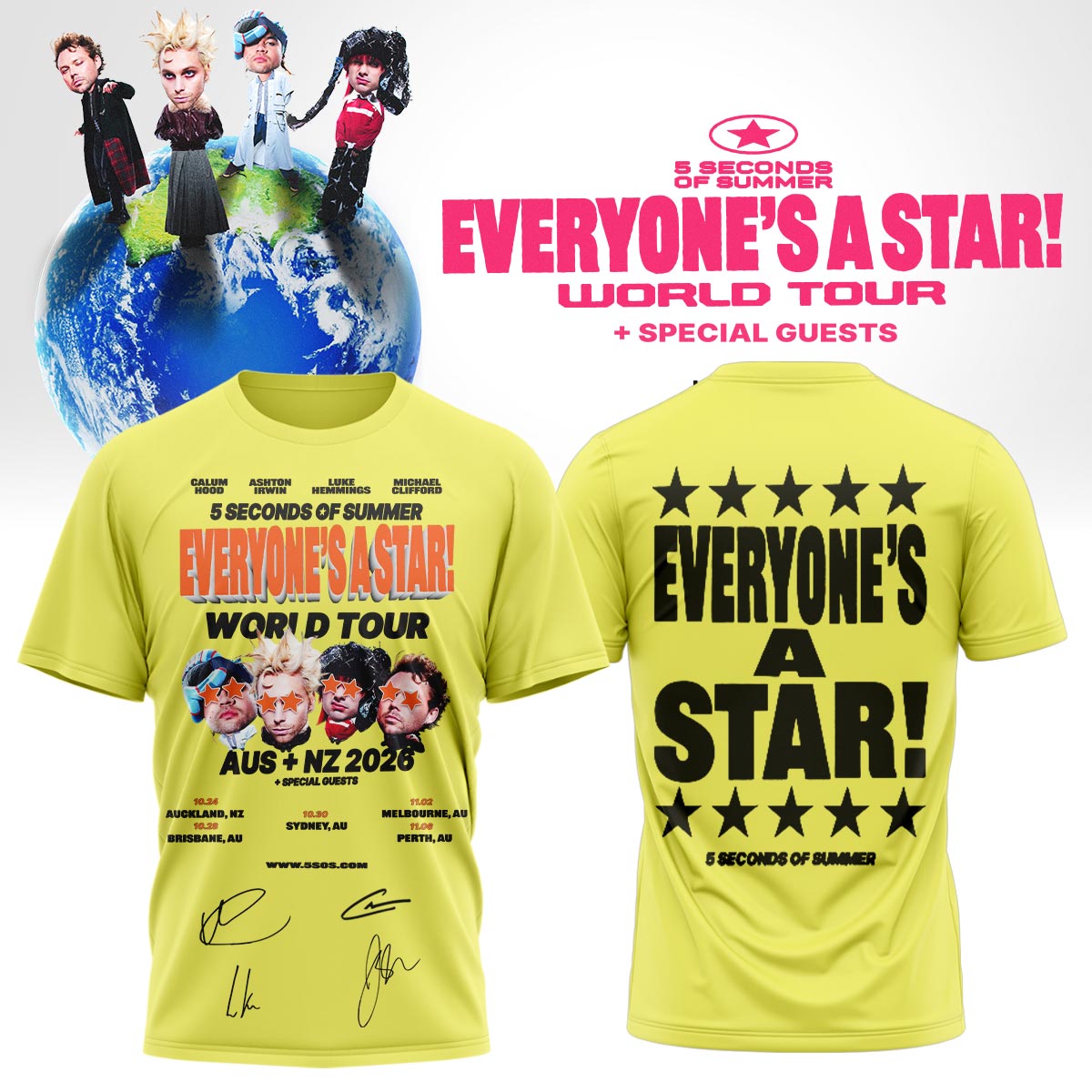 5SOS EVERYONE'S A STAR! World Tour AUS + NZ Shirt | YI39