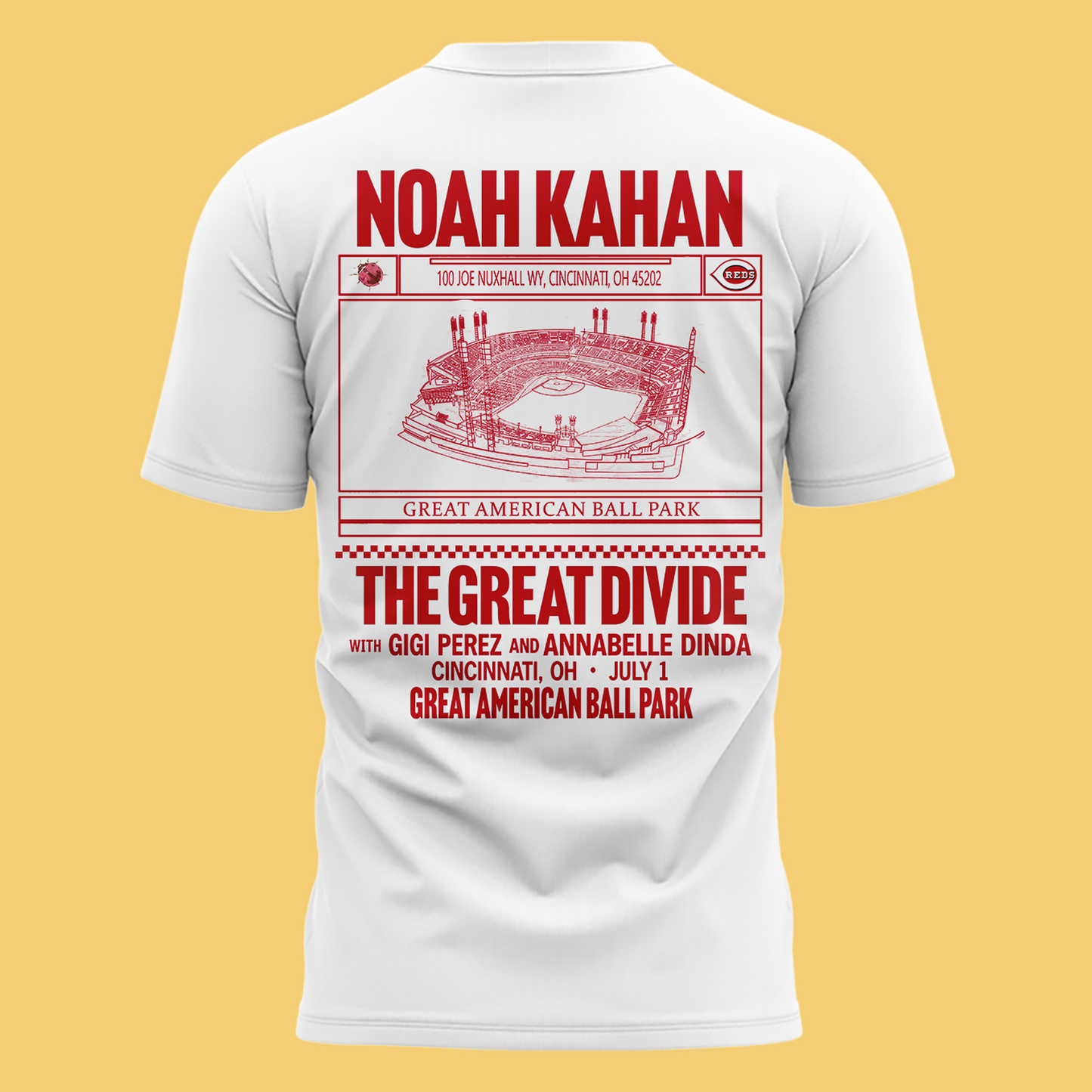 Limited Edtion Noah Kahan x Cincinnati Reds White Tshirt 2026 | UU76