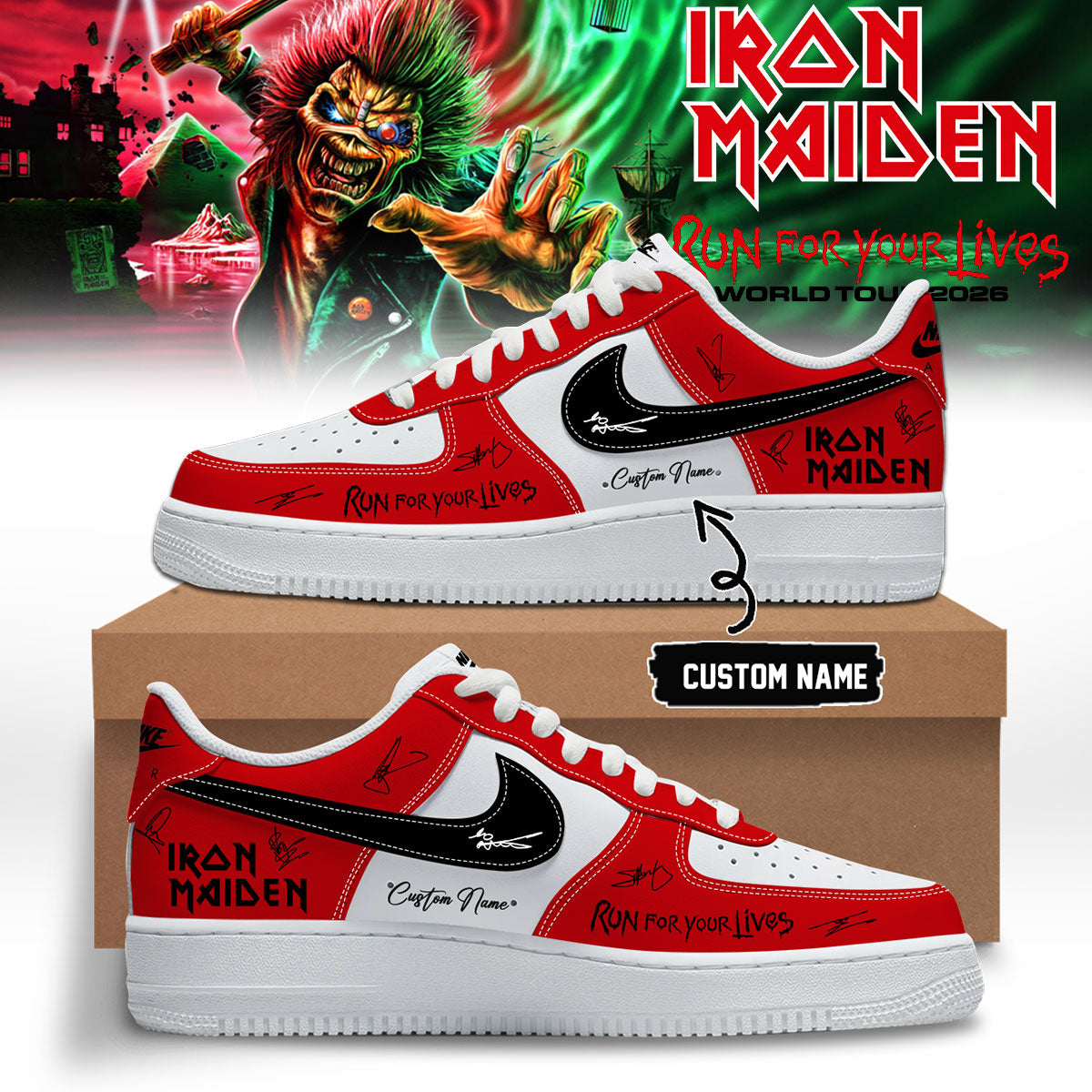 Iron Maiden - Run For Your Lives World Tour Shoes AF1 | NX58
