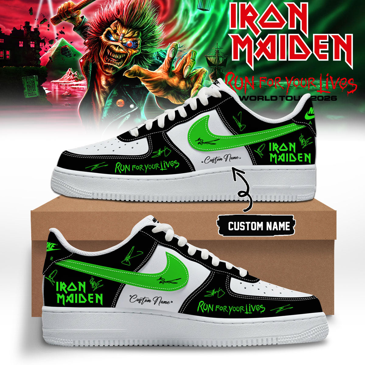 Iron Maiden - Run For Your Lives World Tour Shoes AF1 | YV88