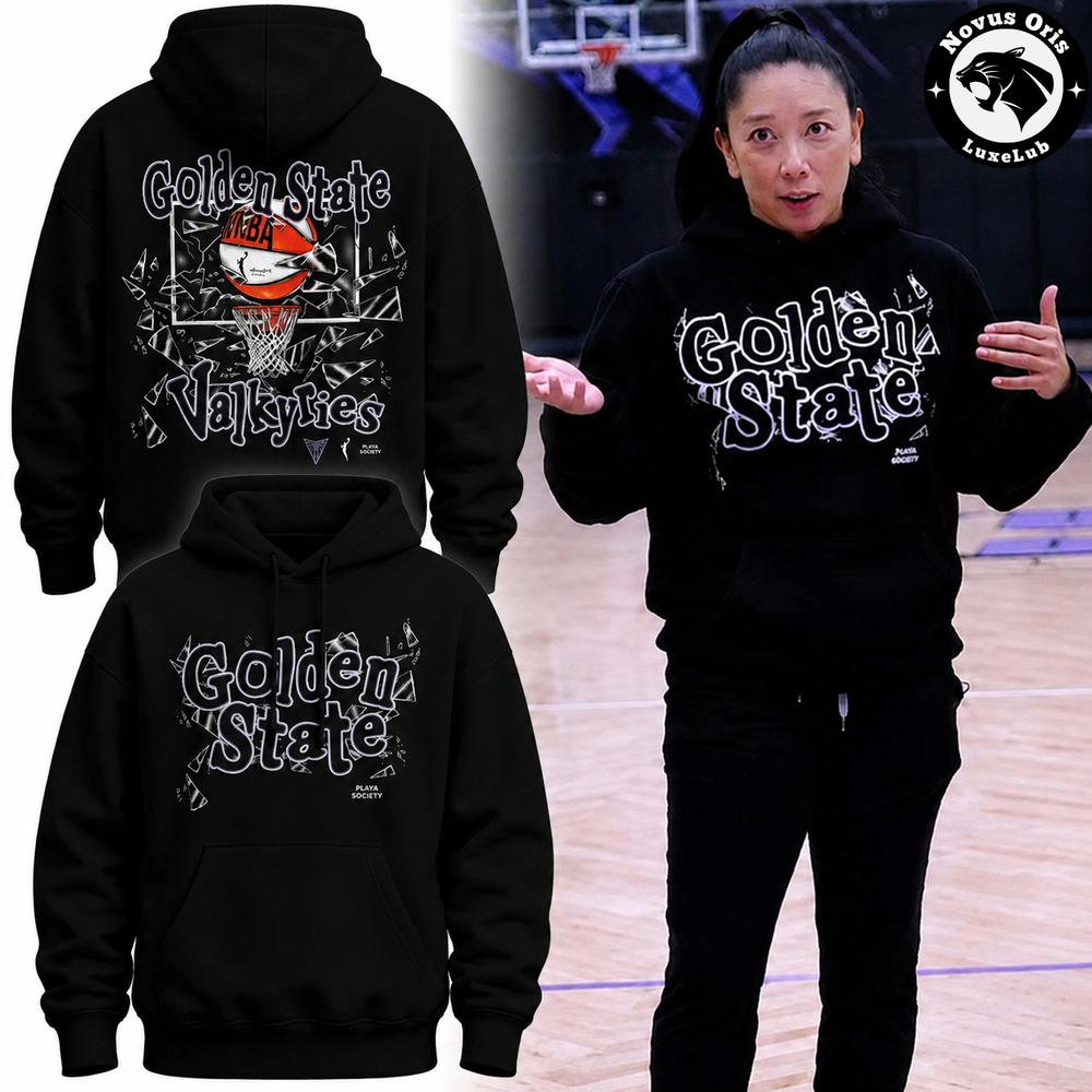 Golden State Valkyries Playa Society Black Shattered Glass Graphic Hoodie