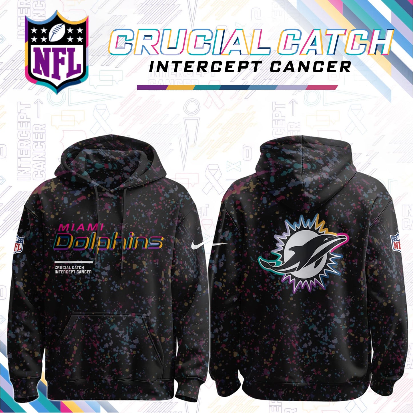 Men's Black Miami Dolphins 2026 Crucial Catch Sideline Standard Issue Dri-FIT Pullover Hoodie