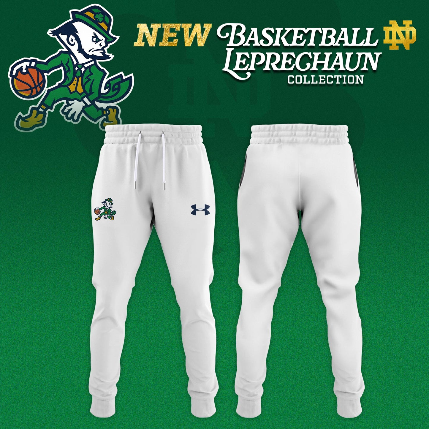 Notre Dame Fighting Irish Basketball Leprechaun Limited Editions Hoodie - White