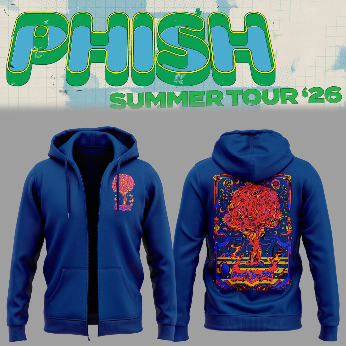 Limited Edition Phish Summer Tour 2026 Zip Hoodie Concert Merch | UZ50