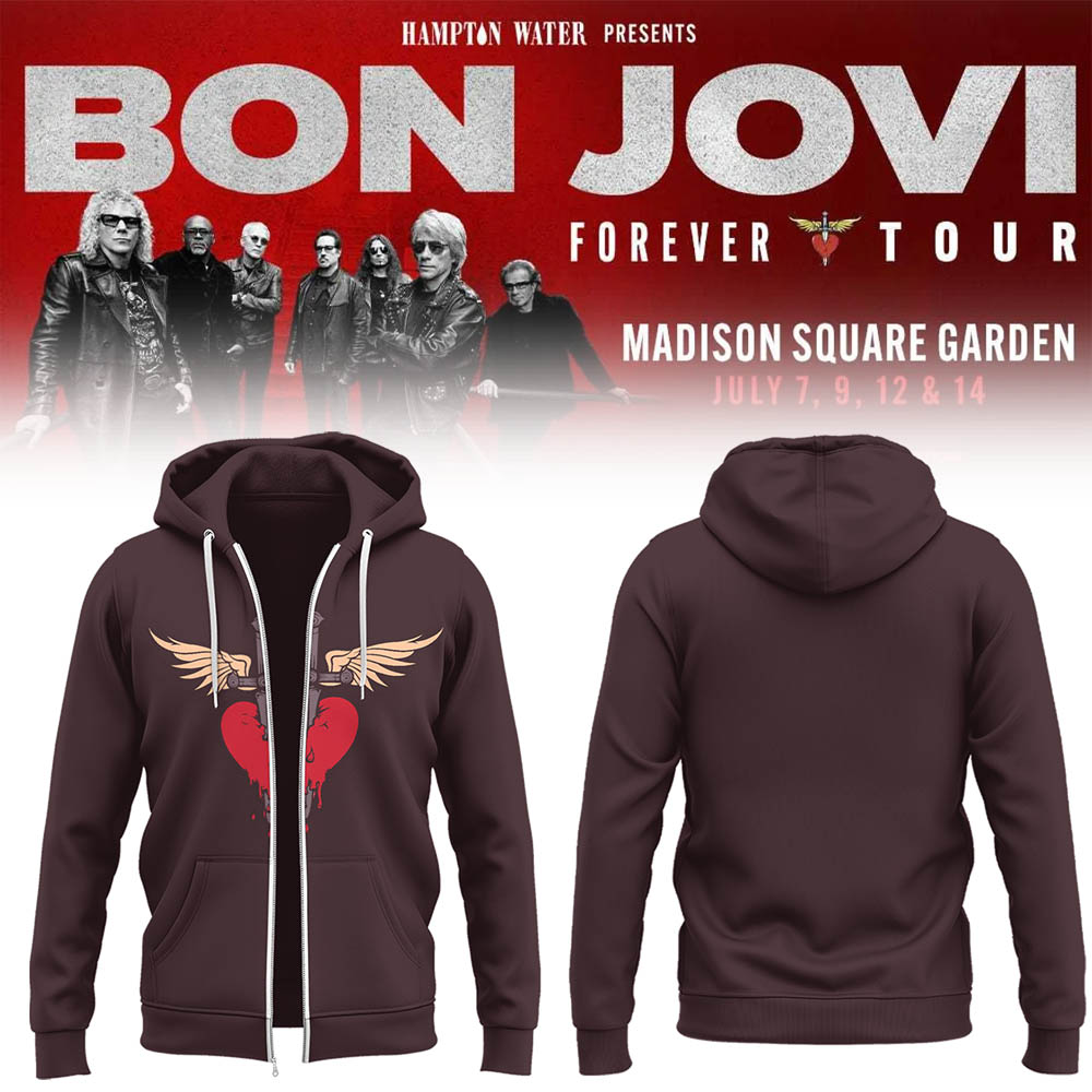Bon Jovi Forever Tour 2026 Limited Edition Zip Hoodie Fan Apparel