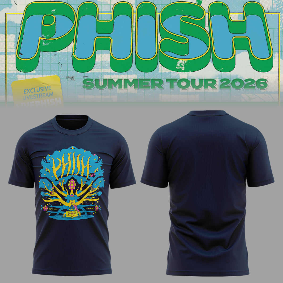 Limited Edition Phish Summer Tour 2026 Raleigh NC Concert Graphic Shirt | RQ43