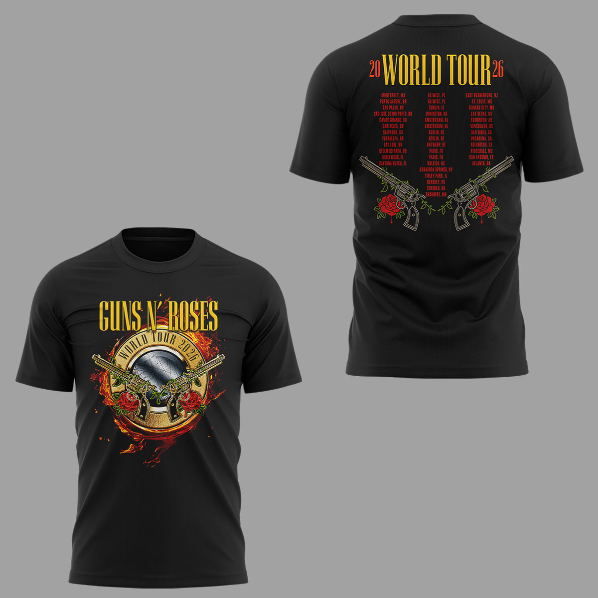 Limited Edition Guns N' Roses Tour 2026 TShirt | HF56