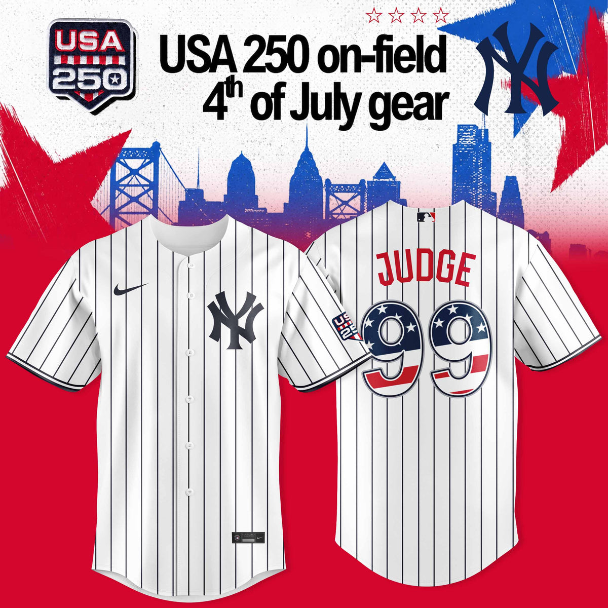 NEW YORK YANKEES JUDGE x USA 250 ON-FIELD - 4TH OF JULY JERSEY COLLECTION