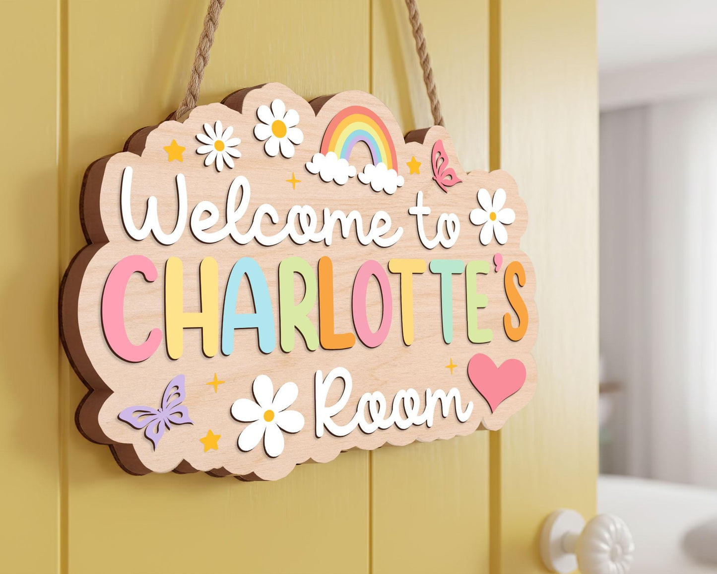 Personalized Kids Room Door Sign: Custom Name Nursery Decor, Pastel Baby Bedroo, Birthday Gifts for Kid