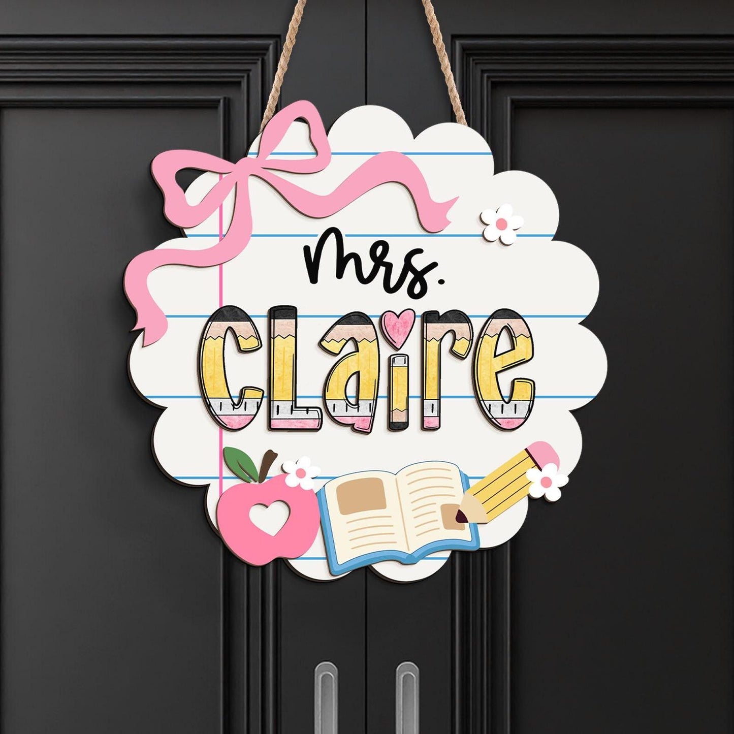 Personalized 3D Teacher Name Sign: Classroom Door Hanger