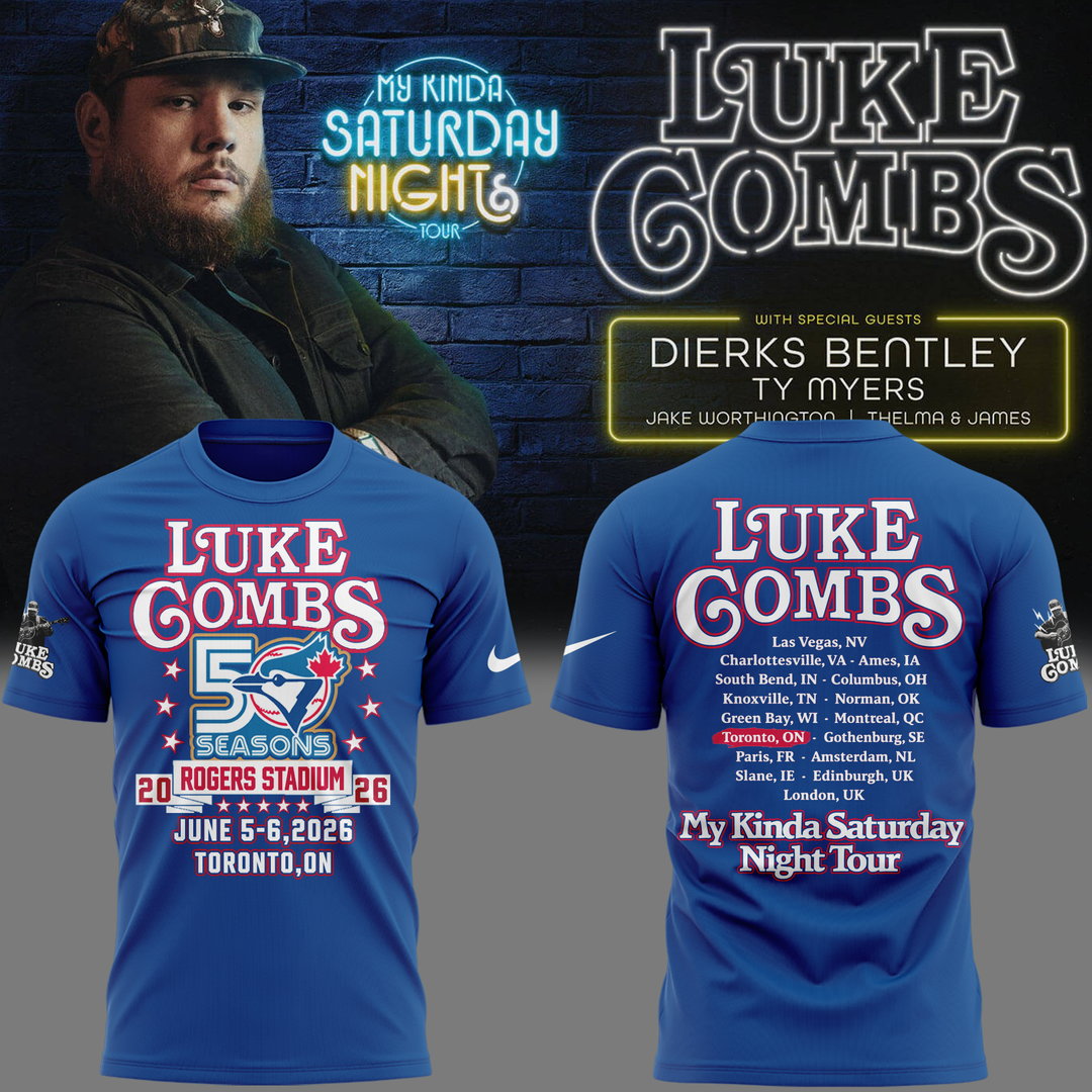 Toronto Blue Jays x Luke Combs My Kinda Saturday Night Tour 2026 Limited Edition T-shirt | AA43