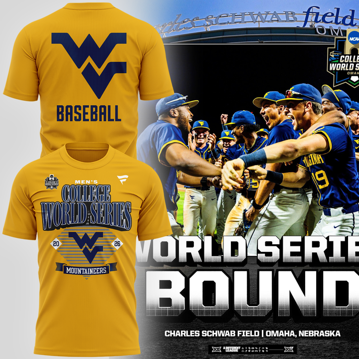 West Virginia Mountaineers 2026 NCAA Baseball Men's College World Series Omaneers T-Shirt | XW61
