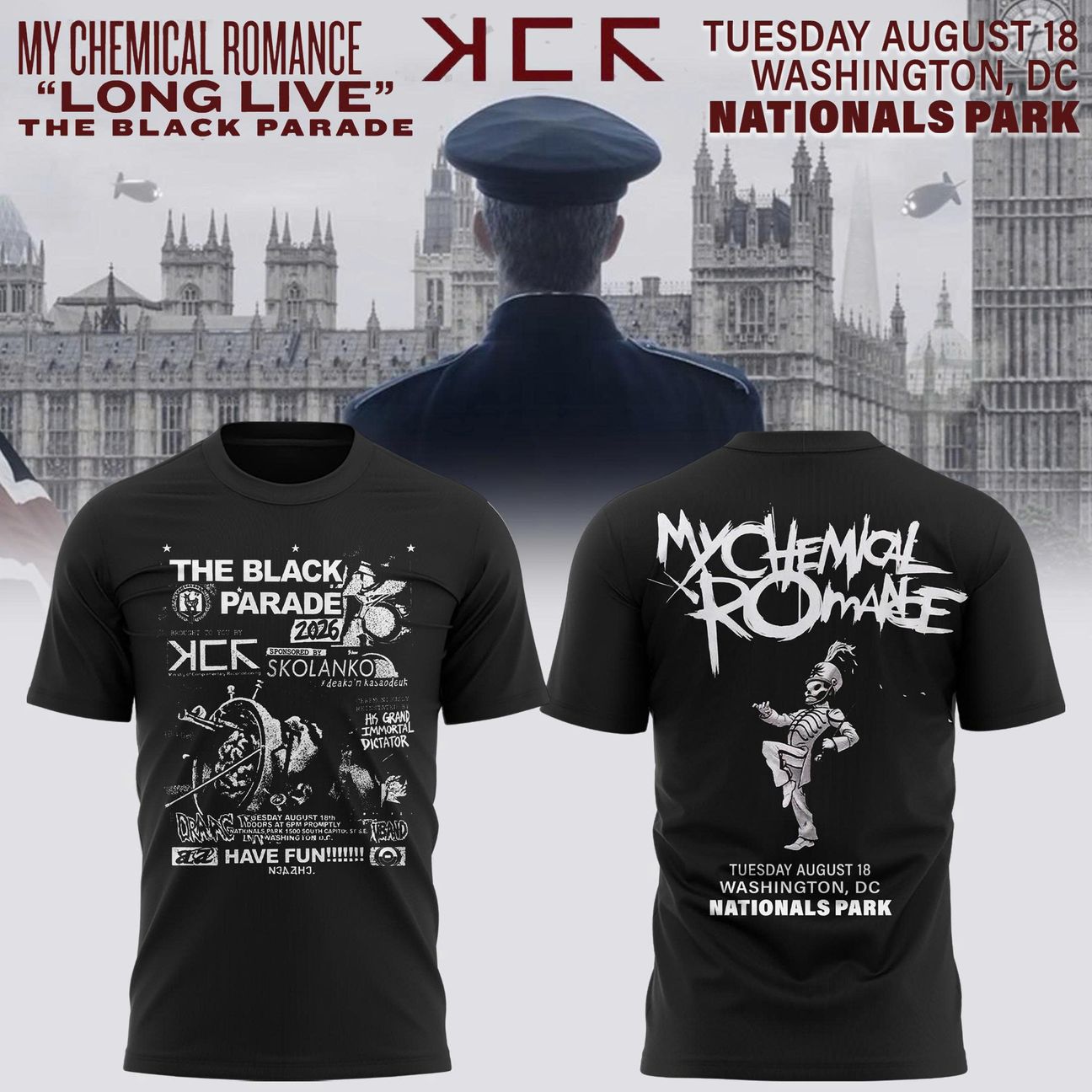 My Chemical Romance The Black Parade 2026 Tour Nationals Park, Washington, D.C T-shirt | QU82