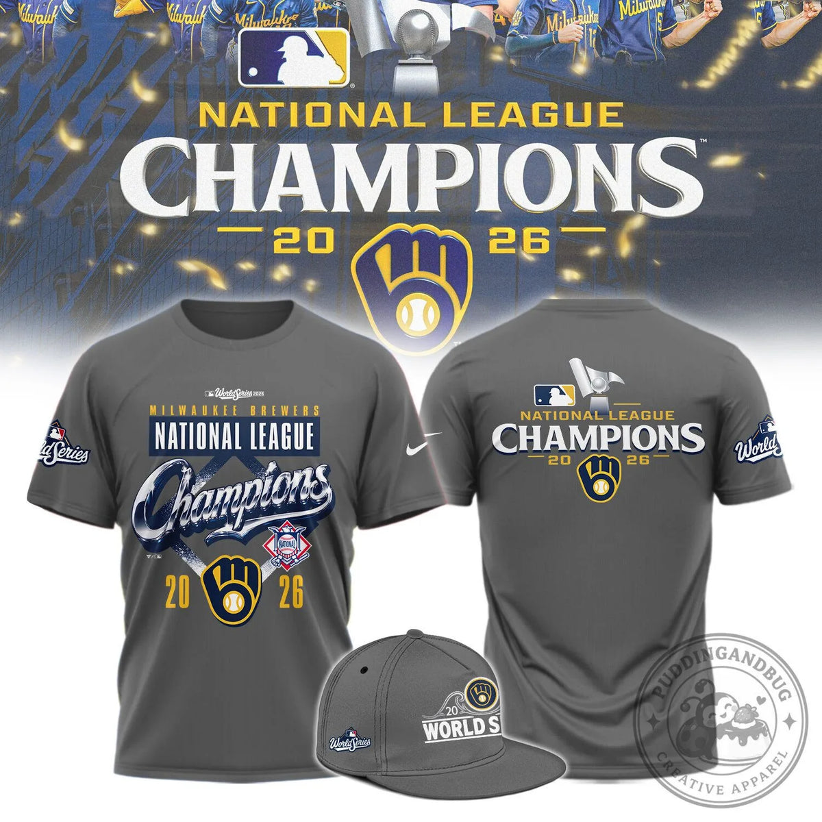 Milwaukee Brewerswaukee Brewers National League Champions 2026 Gray T-Shirt
