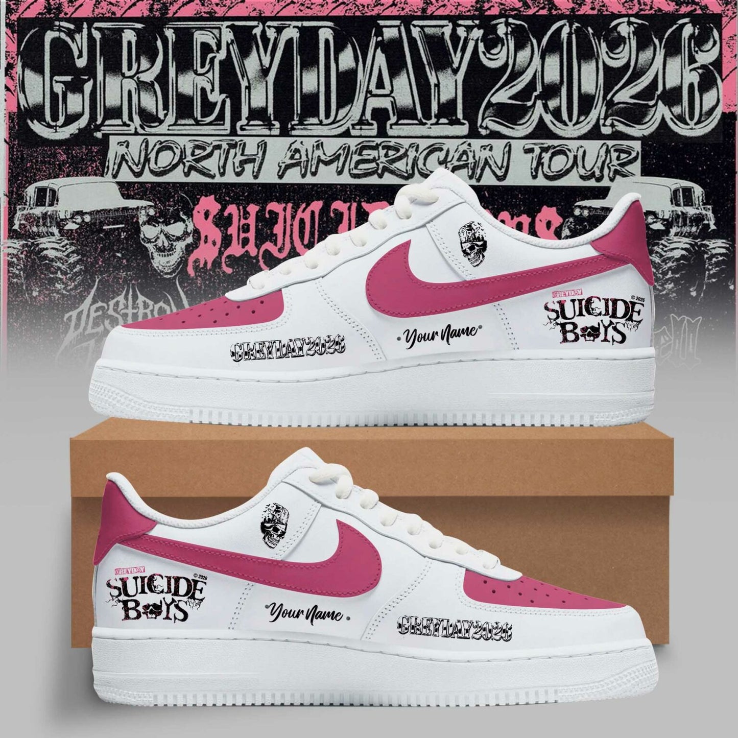 SuicideBoyS Greyday Tour 2026 Merch - North American Tour AF1 Shoes | WA65
