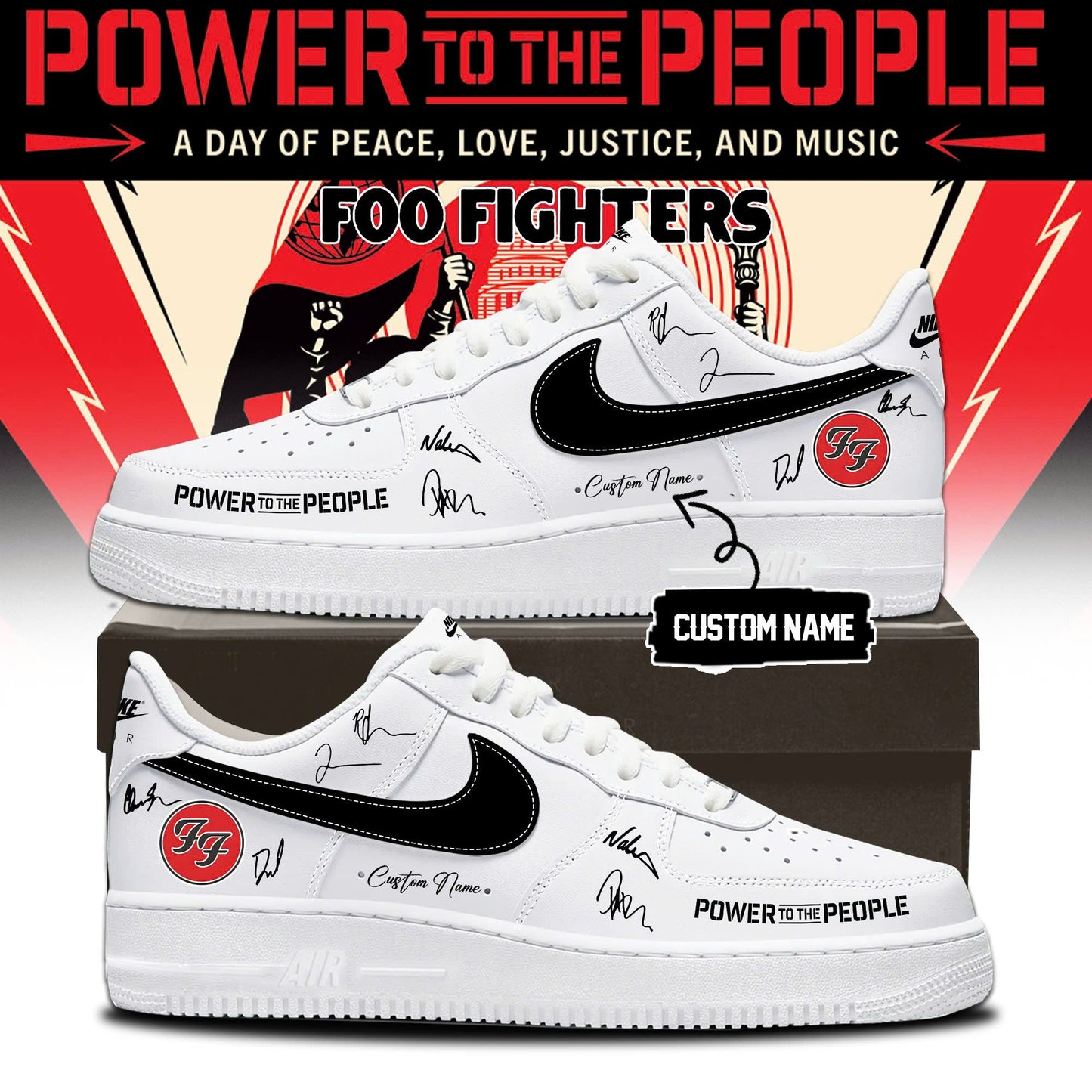 Foo Fighters -"Power to the people"- AF1 Limited Edition Signature - Shoes 3