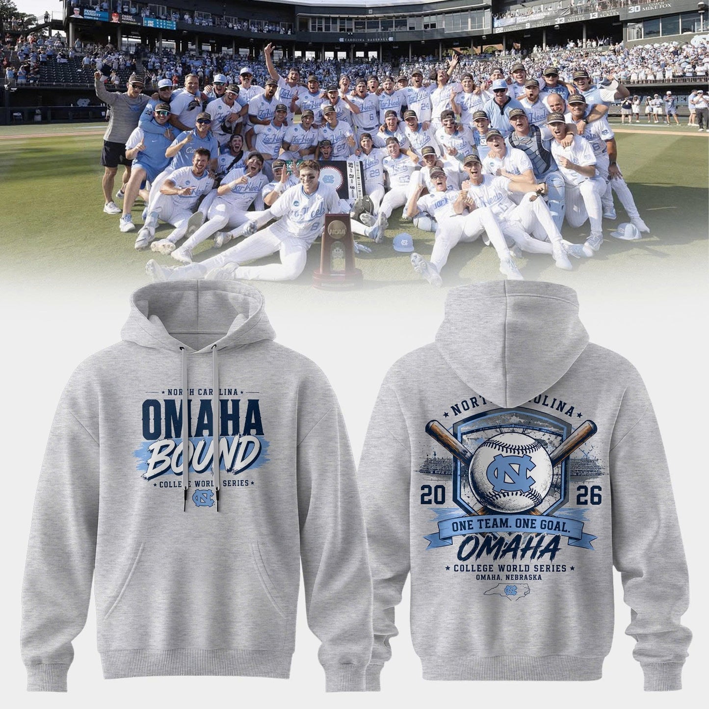 Diamond Heels - Headed to Omaha - 2026 NCAA Baseball Men's College World Series Hoodie | JM13