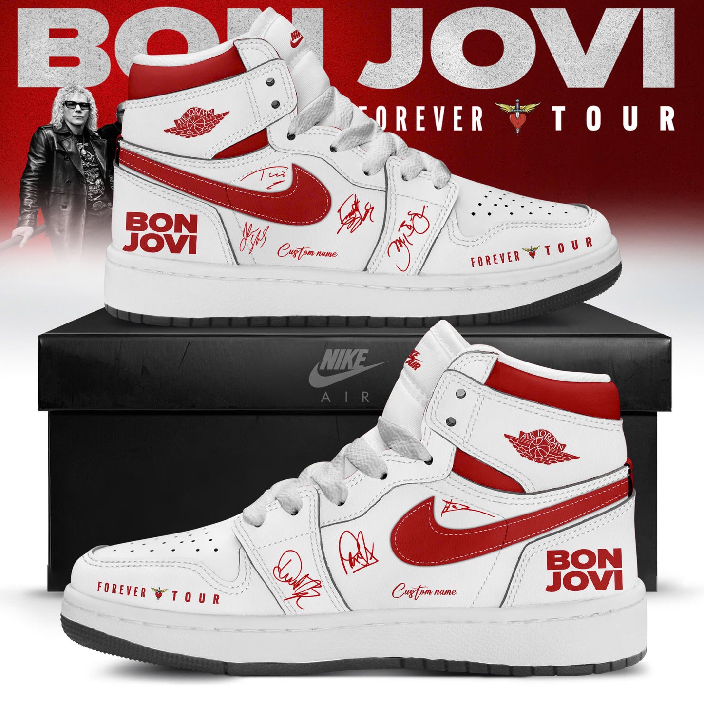 Bon Jovi Forever Tour 2026 Limited Edition AJ1 Sneakers Rock Band Merch