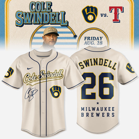 Cole Swindell x Milwaukee Brewers 3D All-Over Print Baseball Jersey V2