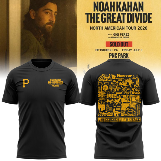Limited Edition Pittsburgh Pirates x Noah Kahan Dark Gray Tshirt 2026 | FR23