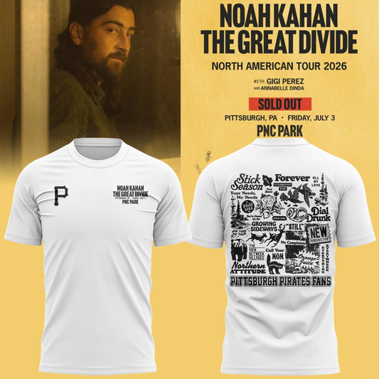 Limited Edition Pittsburgh Pirates x Noah Kahan White Tshirt 2026 | BB38