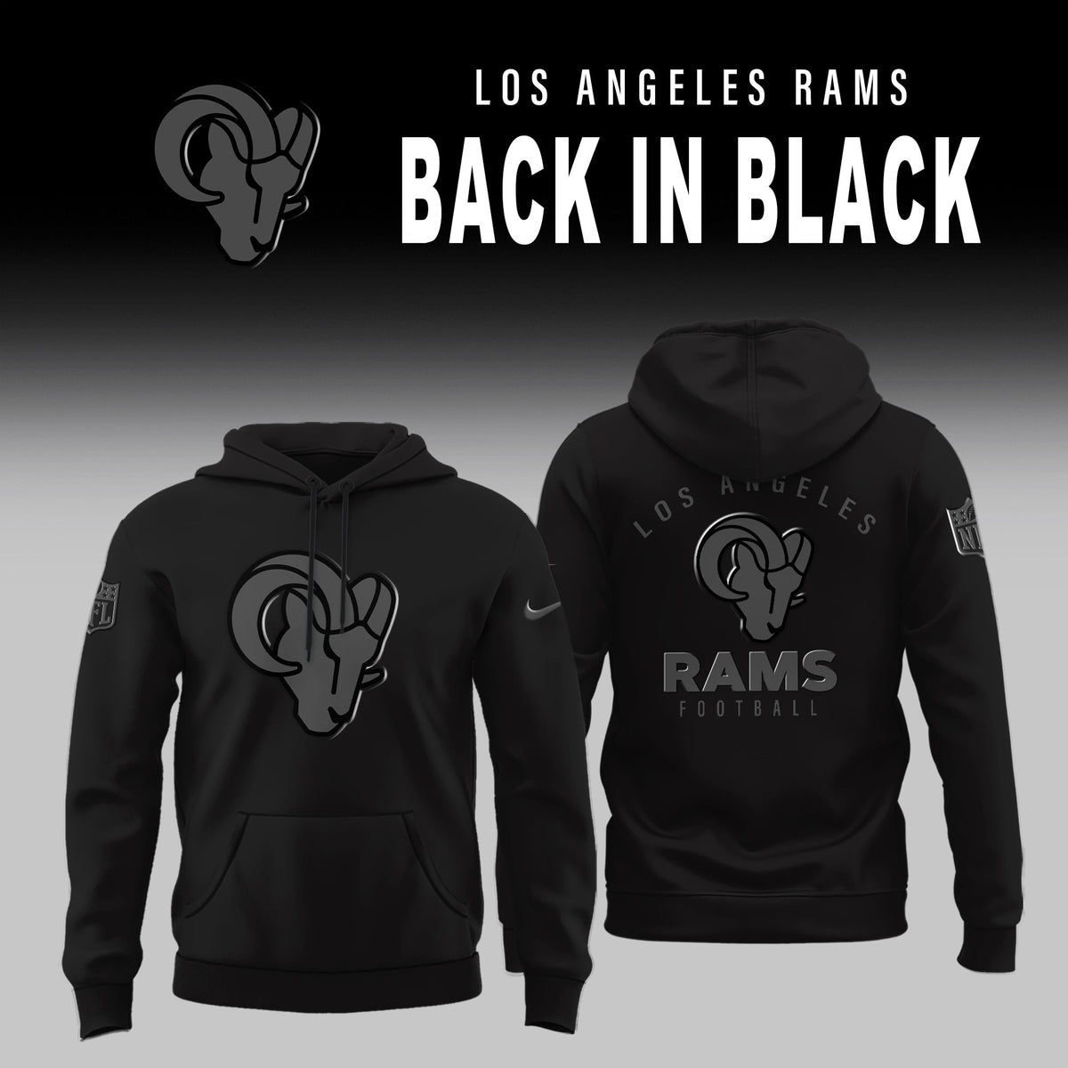 Los Angeles Rams ‘Back in Black’ 2025 Special Edition Hoodie v2