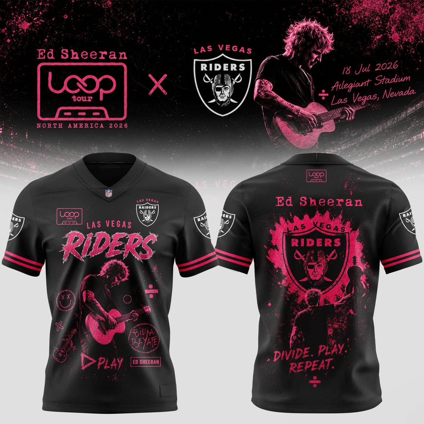 Las Vegas Raiders x Ed Sheeran LOOP Tour 2026 FootballJersey Collection | SP50