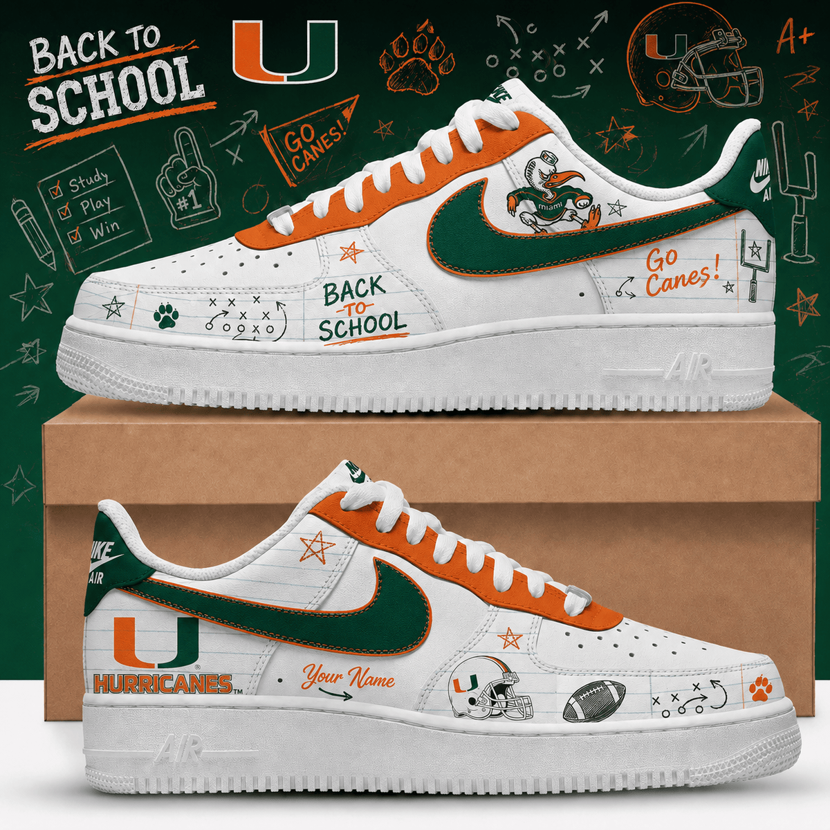 Miami Hurricanes | Premium NCAA Back To School Af1