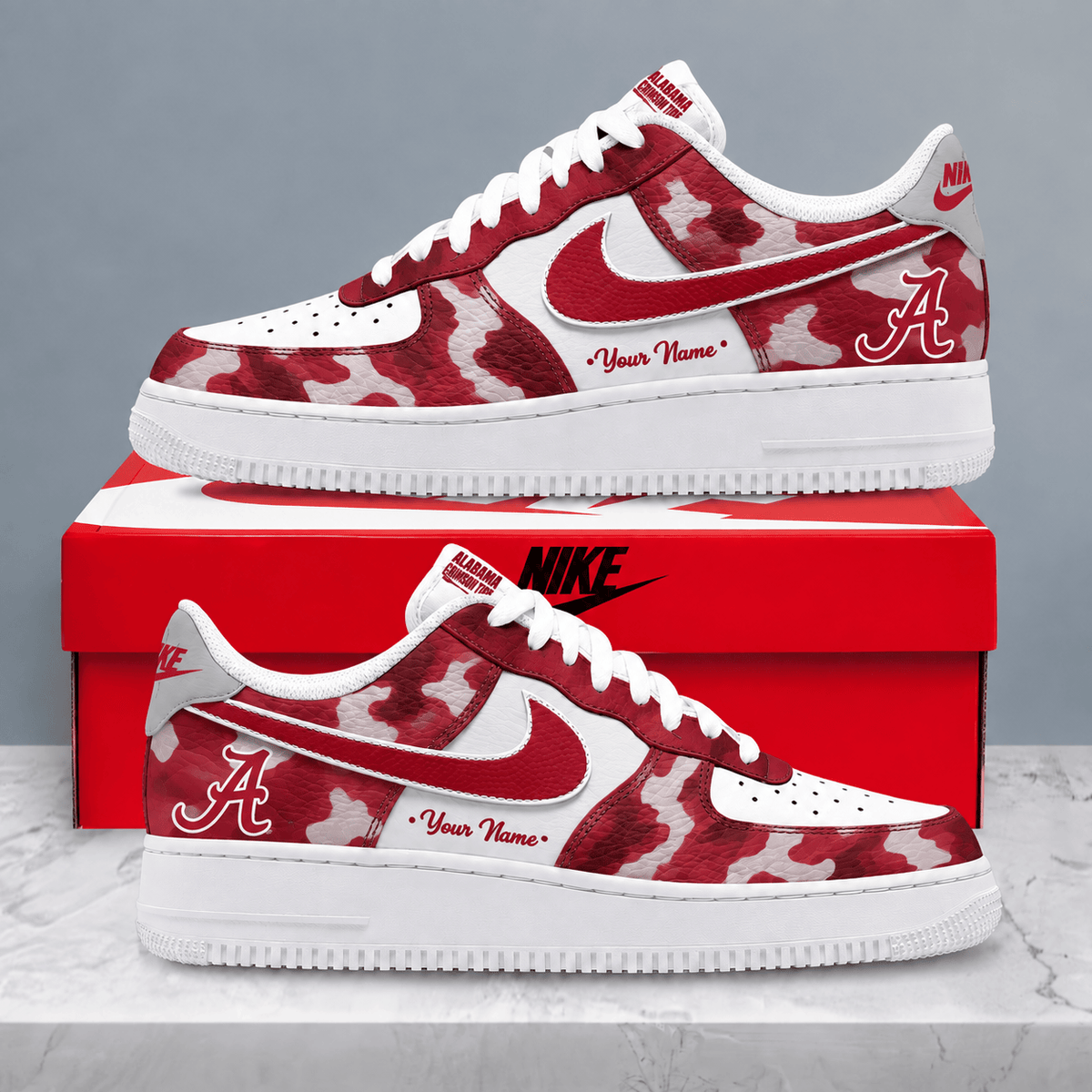 Alabama Crimson Tide | Premium NCAA Personalized Camo AF1 Shoes