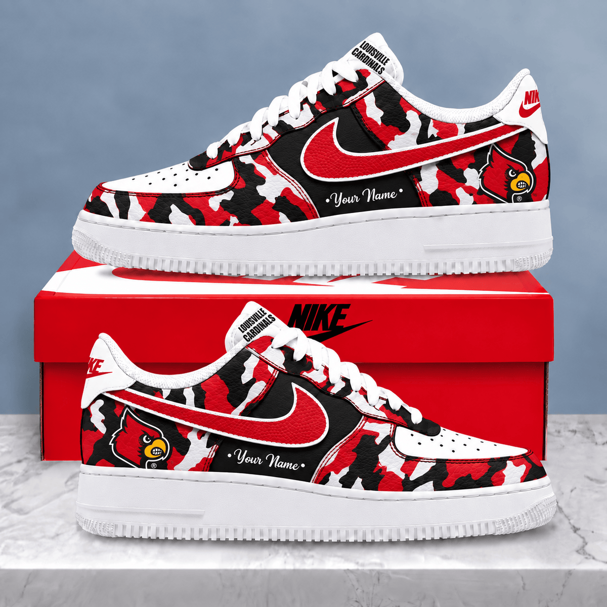 Louisville Cardinals | Premium NCAA Personalized Camo AF1 Shoes