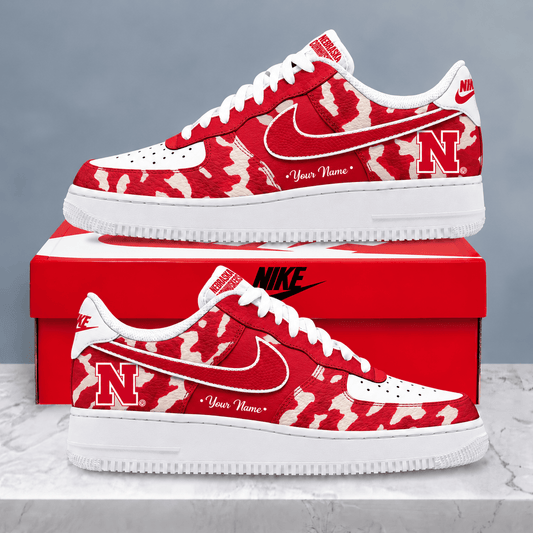 Nebraska Cornhuskers | Premium NCAA Personalized Camo AF1 Shoes