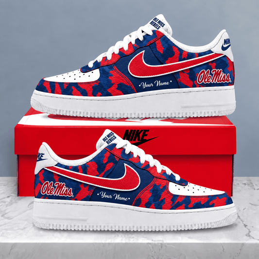 Ole Miss Rebels | Premium NCAA Personalized Camo AF1 Shoes