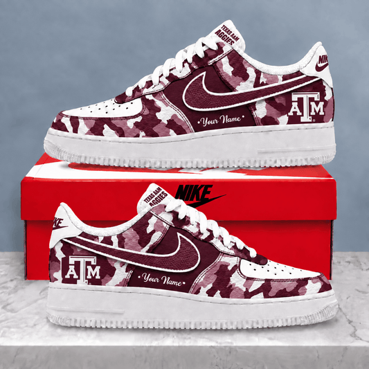 Texas A&M Aggies | Premium NCAA Personalized Camo AF1 Shoes