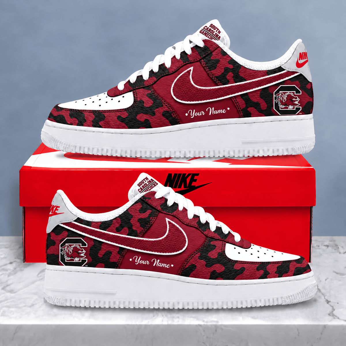 South Carolina Gamecocks | Premium NCAA Personalized Camo AF1 Shoes