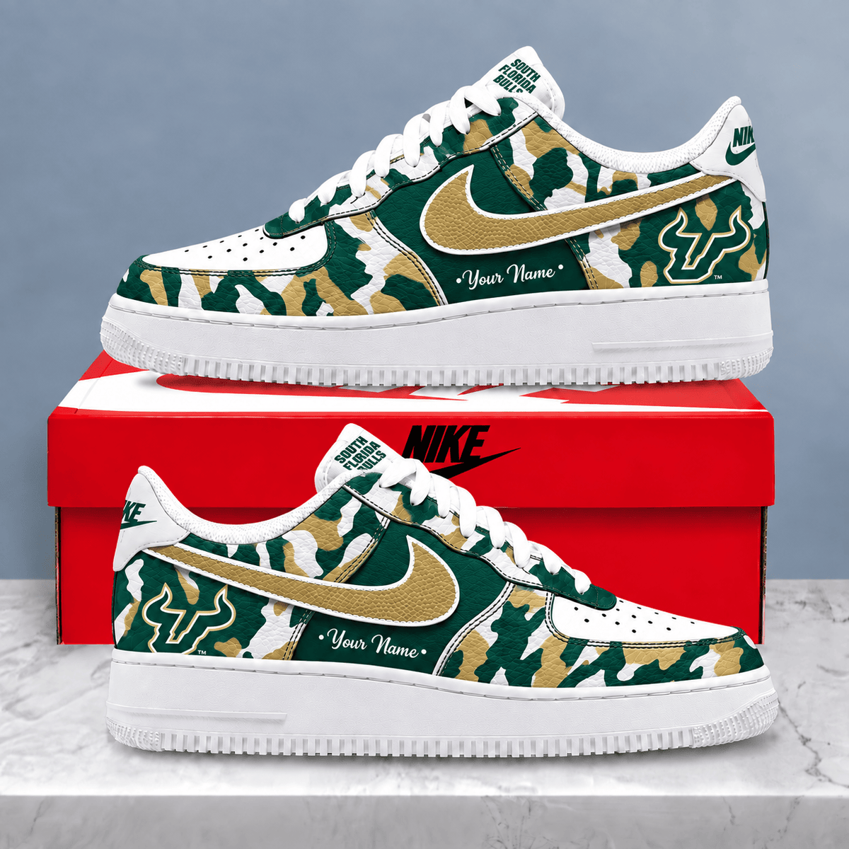 South Florida Bulls | Premium NCAA Personalized Camo AF1 Shoes