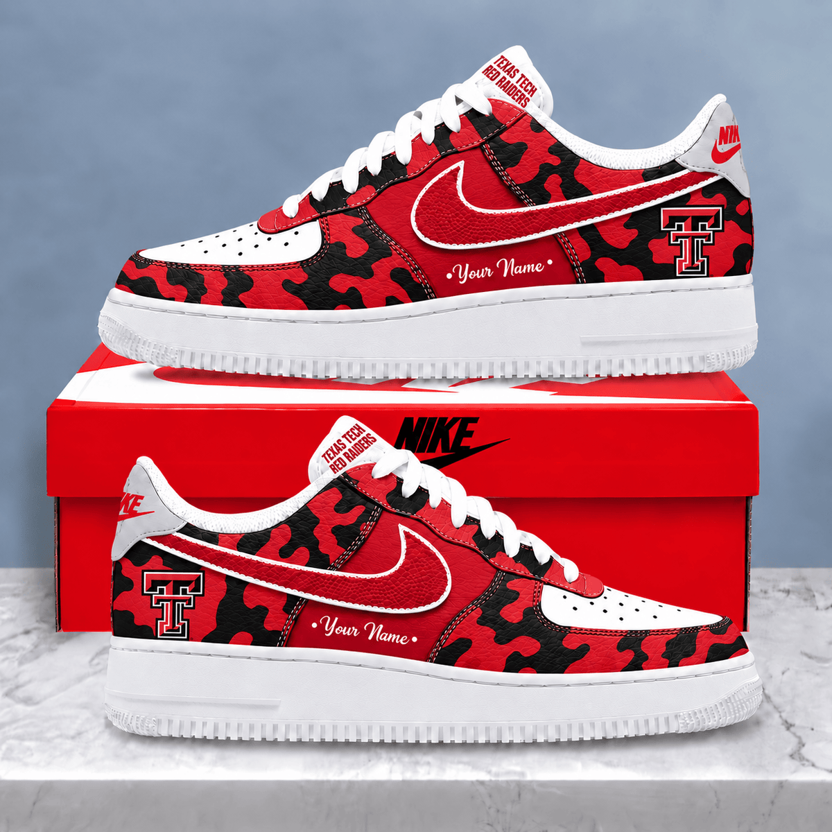 Texas Tech Red Raiders | Premium NCAA Personalized Camo AF1 Shoes