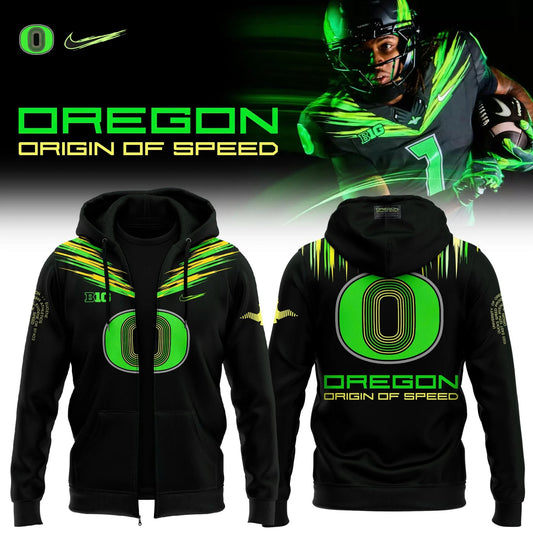 Oregon Ducks Merch Origin Of Speed Commemorative Fan Zip Hoodie Presents For Duck Nation