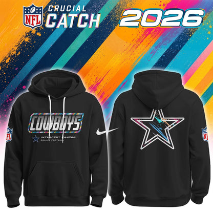Men's Black Dallas Cowboys 2026 Crucial Catch Sideline Standard Issue Dri-FIT Pullover Hoodie | HR40