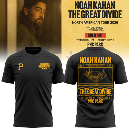 Limited Edition Pittsburgh Pirates x Noah Kahan Dark Gray Tshirt 2026 | BE22