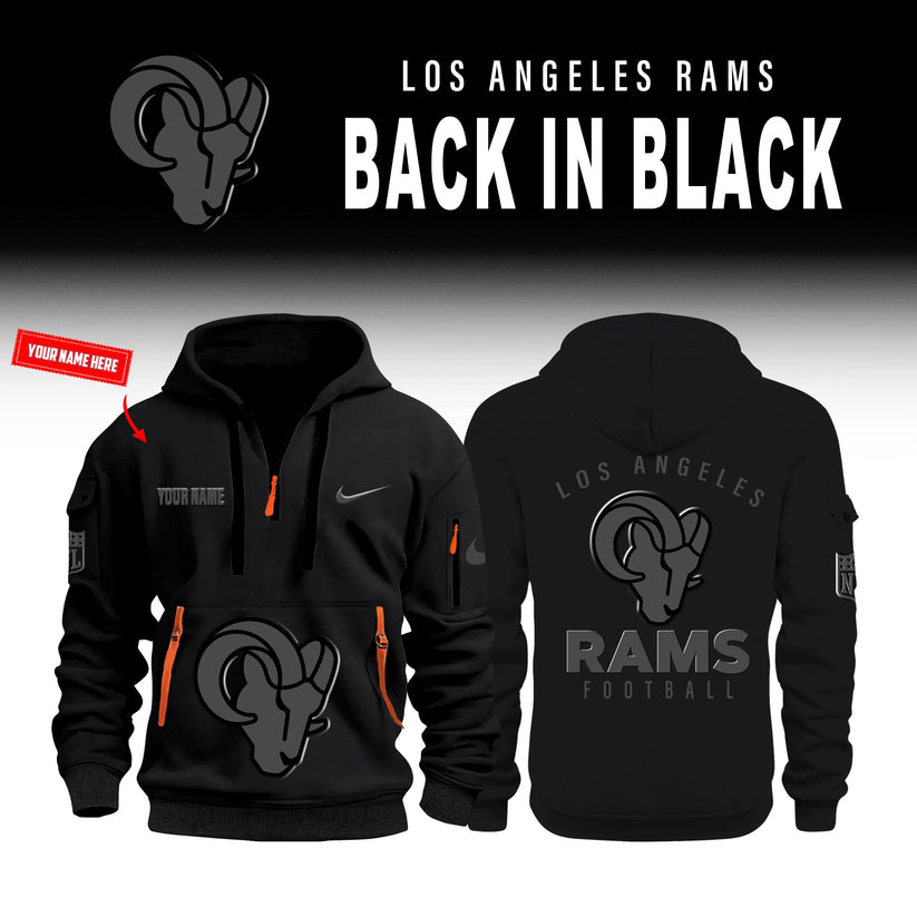 Los Angeles Rams Back In Black Half Zip Hoodie