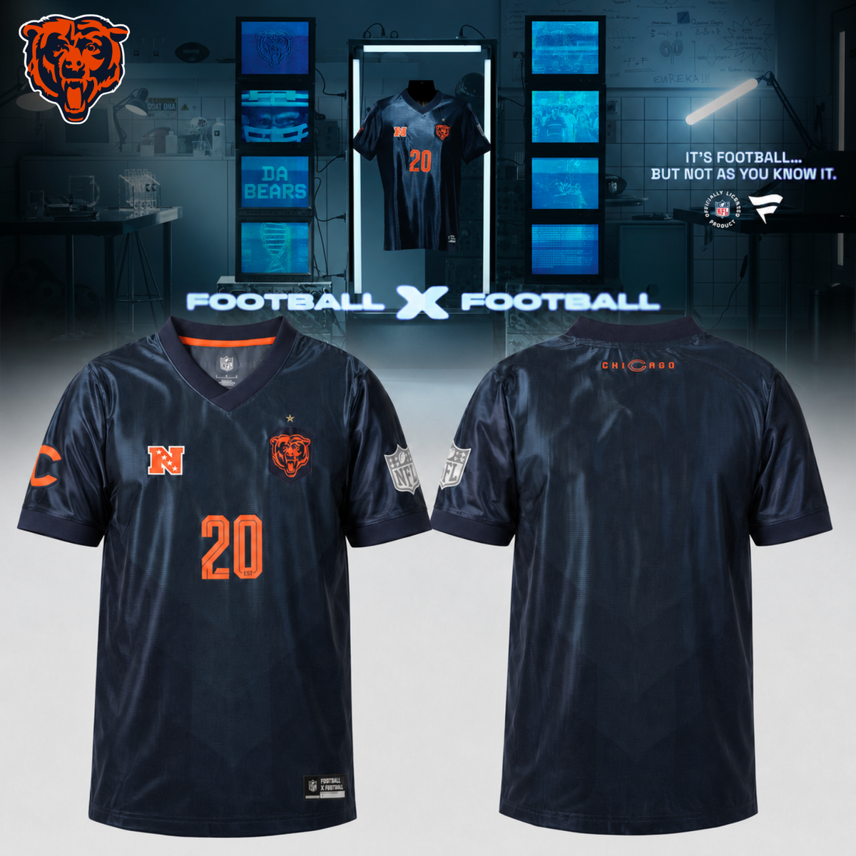Chicago Bears Football x Football Collared Fan Top - Jersey