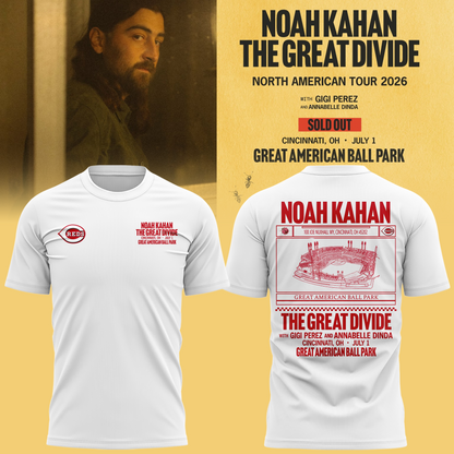 Limited Edtion Noah Kahan x Cincinnati Reds White Tshirt 2026 | UU76