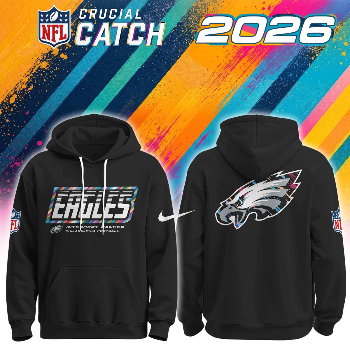 Men's Black Philadelphia Eagles 2026 Crucial Catch Sideline Standard Issue Dri-FIT Pullover Hoodie | QF29