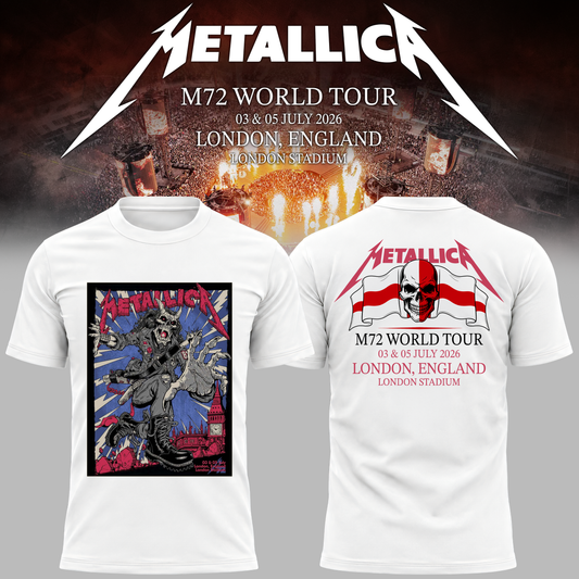 Metallica 2026 M72 World Tour London, England Special T-shirt | VB76