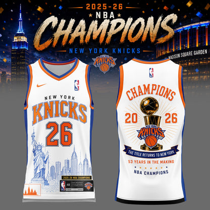 New York Knicks NBA Finals Champs Locker Room Basketball Jersey | YE33